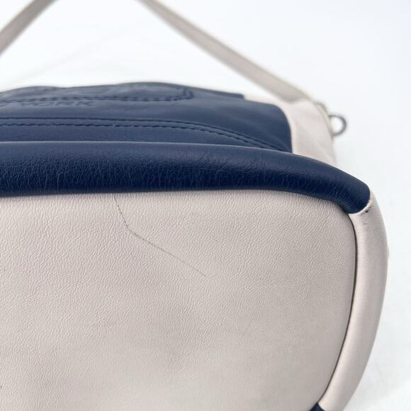 Coach Navy Blue / Ivory Leather Legacy Weekend Hobo Shoulder Bag Purse - Picture 11 of 14